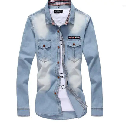Men's Slim Fit Denim Long Sleeve Shirt JW813