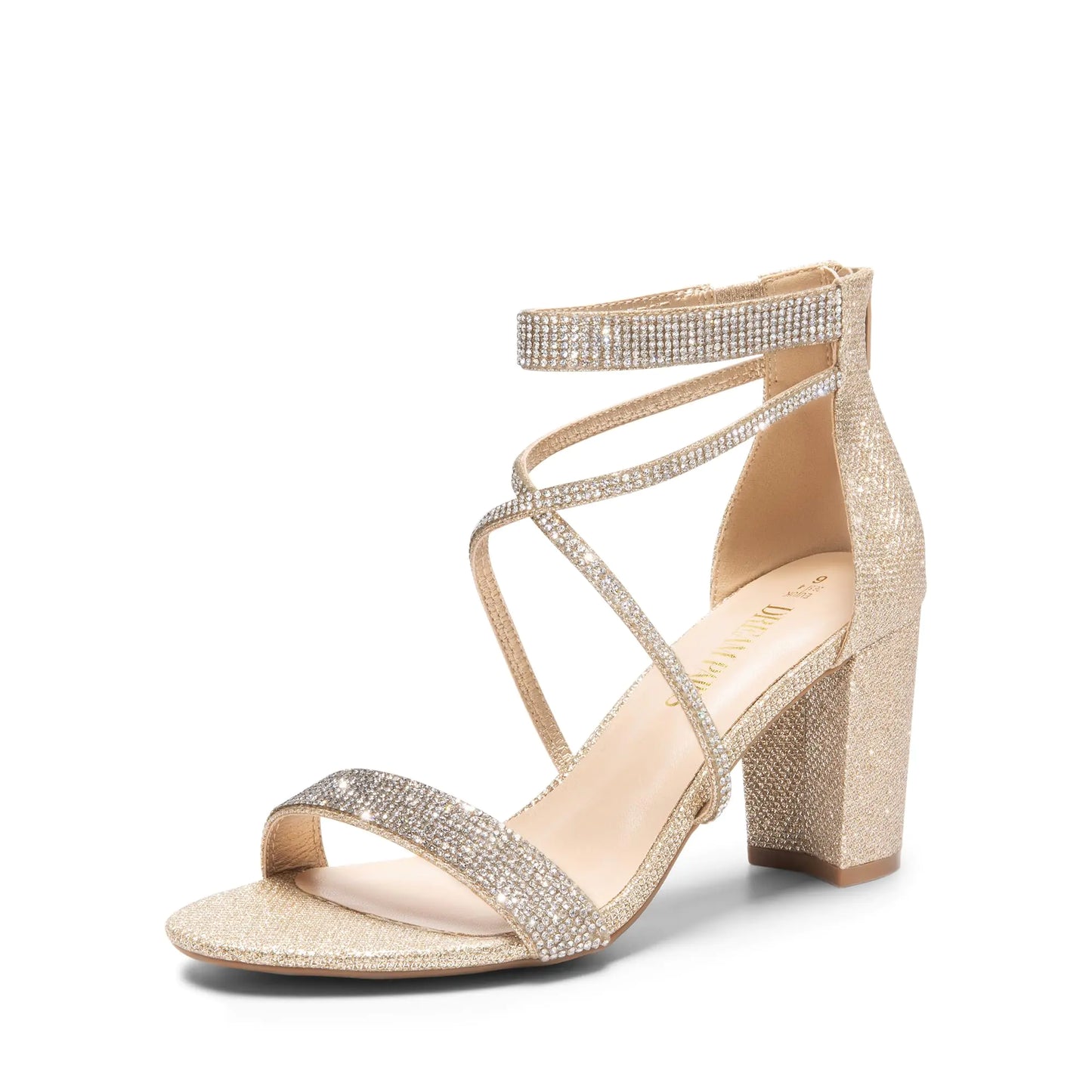 DREAM PAIRS Women's Chunk Low Heel Pump Sandals 9 Gold-glitter