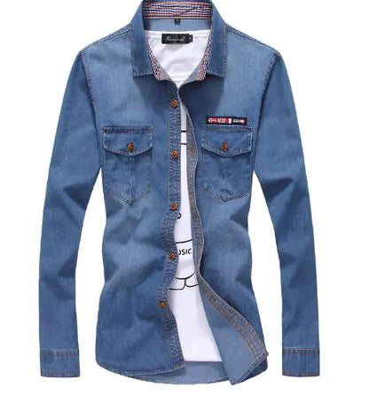 Men's Slim Fit Denim Long Sleeve Shirt JW813