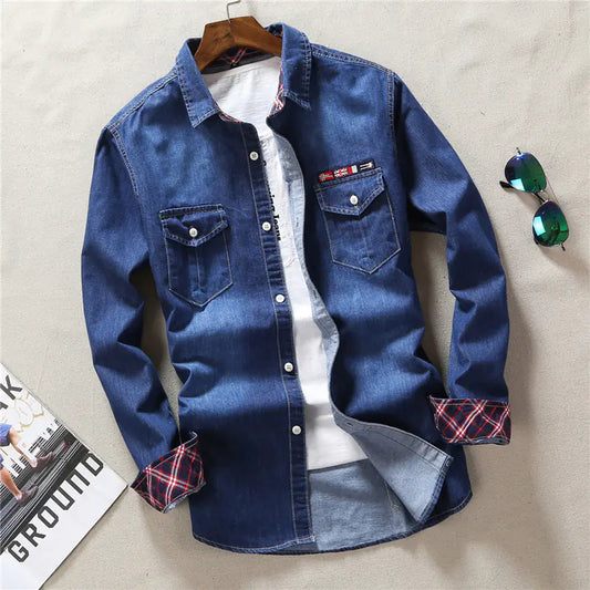 Men's Slim Fit Denim Long Sleeve Shirt JW813