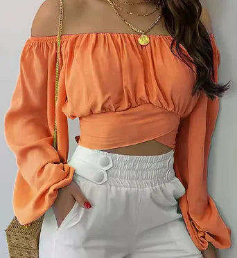 2025 Women's Off Shoulder Printed Blouses