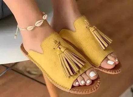 Flat Fringed Buckle Women's Sandals Shoes