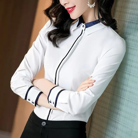 Elegant Long Sleeve Chiffon Casual Women's Shirt