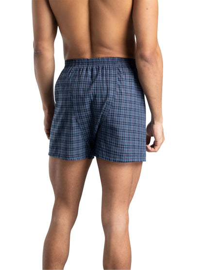 Fruit of the Loom Men's Tag Free Woven Boxer Shorts, Relaxed Fit, Moisture Wicking, Assorted Color Multipacks Large Assorted Plaid