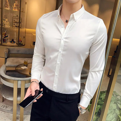 Men's Fashionable Long Sleeve Casual Shirt - Slim Fit