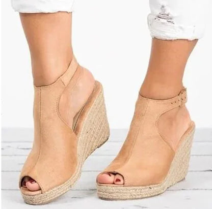 Woven Women's Ankle Strap Wedge Heel Shoes