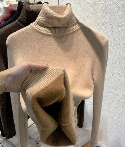 Cozy Velvet Art Retro Turtleneck Pullover Sweater