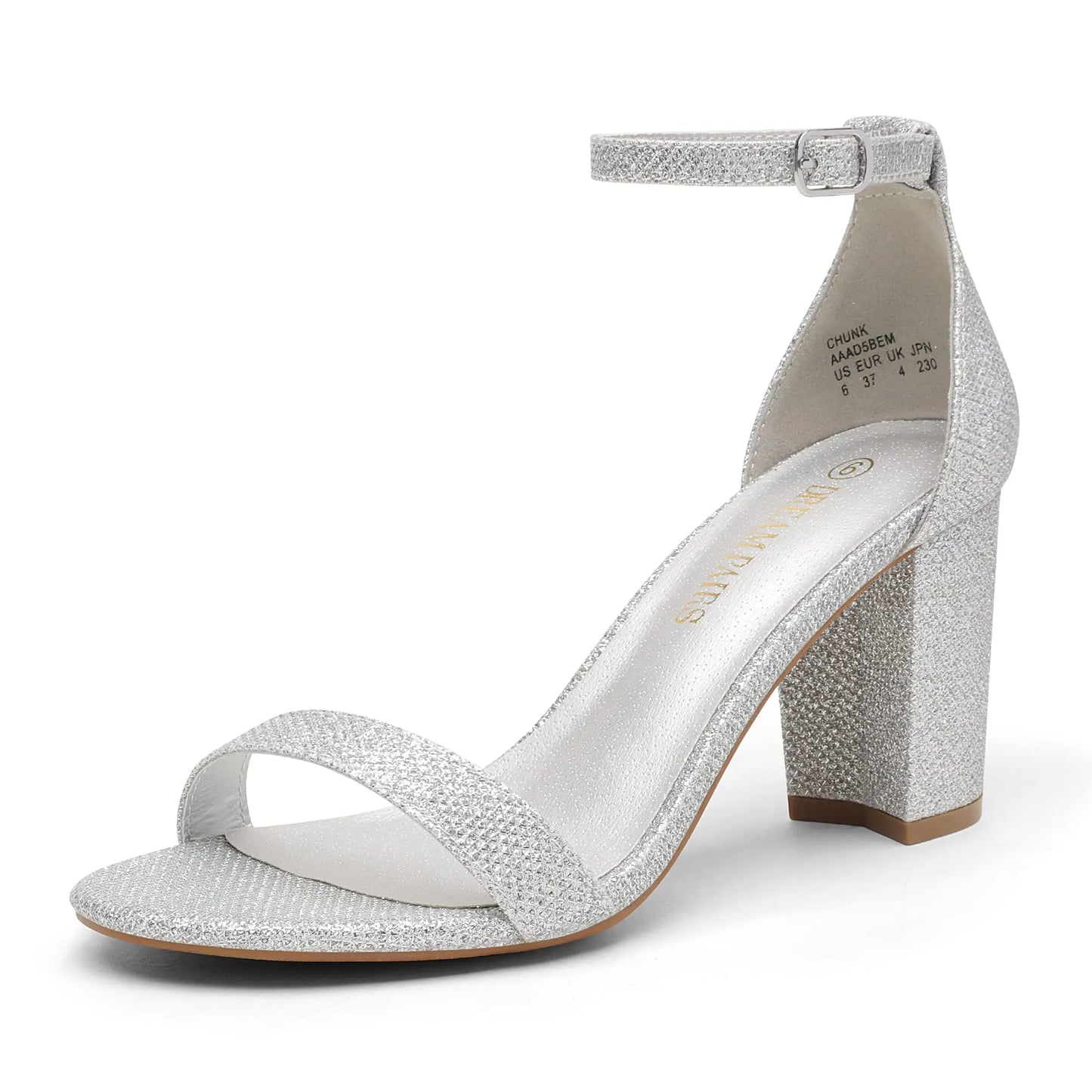 DREAM PAIRS Women's Chunk Low Heel Pump Sandals 9 Gold-glitter