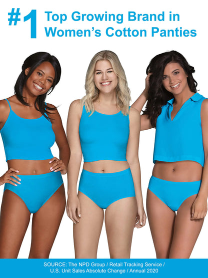 Fruit of the Loom Women's Eversoft Cotton Bikini Underwear, Tag Free & Breathable 9 Cotton - 10 Pack - Assorted Neutrals