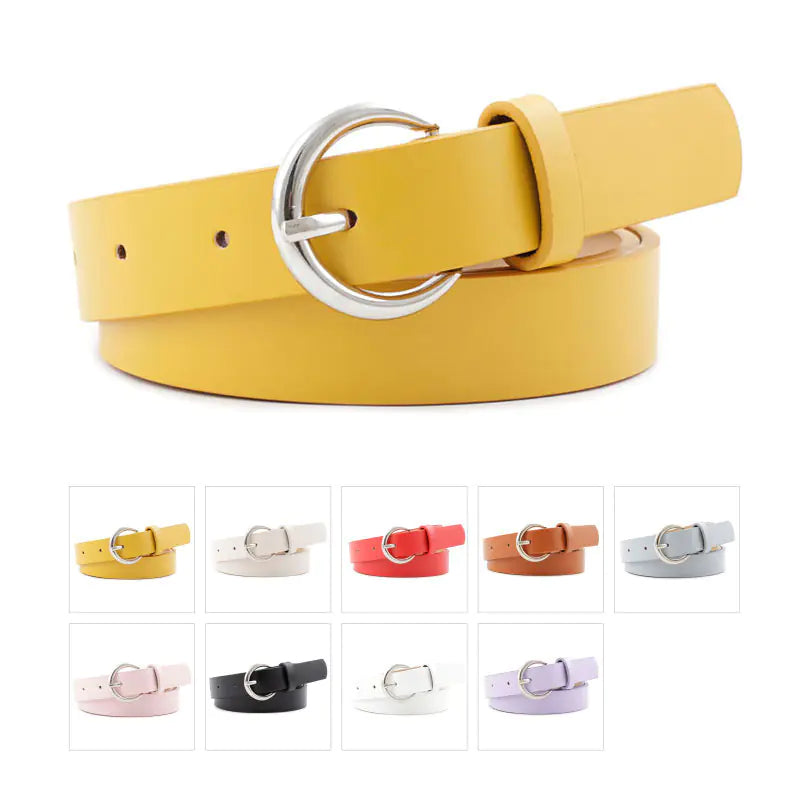Women's Versatile PU Skinny Belt for Dresses and Sweaters