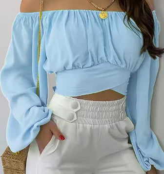 2025 Women's Off Shoulder Printed Blouses