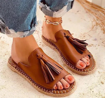 Flat Fringed Buckle Women's Sandals Shoes