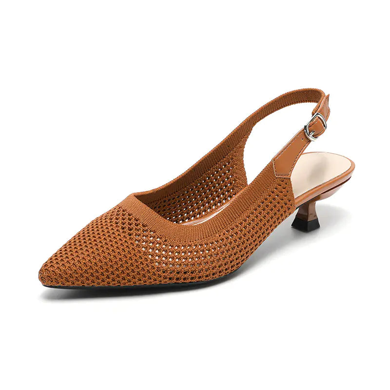Summer Pointed Toe Hollow Knit Women's Cat Heel Shoes