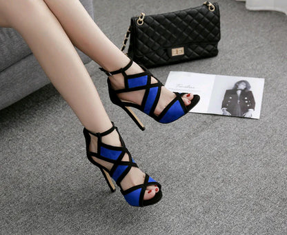Women's Color-Block Peep-Toe High Heels Sandals