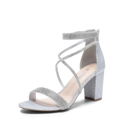 DREAM PAIRS Women's Chunk Low Heel Pump Sandals 9 Gold-glitter