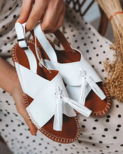 Flat Fringed Buckle Women's Sandals Shoes