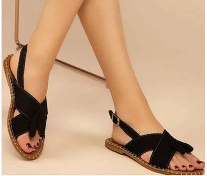 Flat Fringed Buckle Women's Sandals Shoes