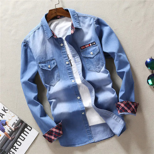 Men's Slim Fit Denim Long Sleeve Shirt JW813