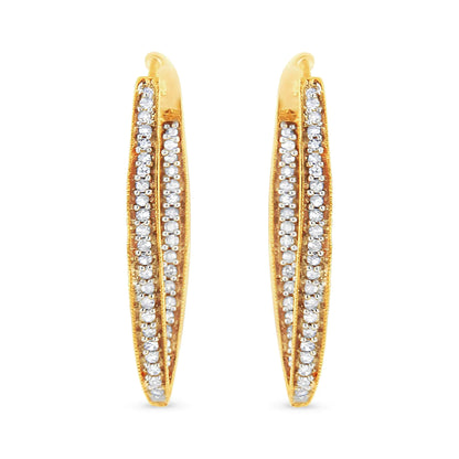 10K Yellow Gold 1/2 Cttw Round-Cut Diamond Modern Hoop Earrings (I-J Color, I2-I3 Clarity)