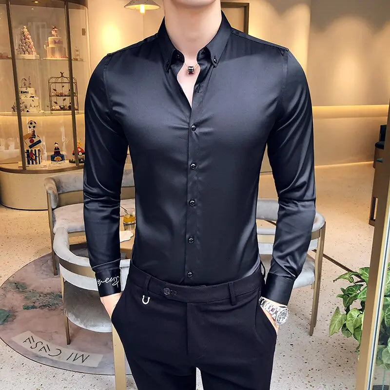 Men's Fashionable Long Sleeve Casual Shirt - Slim Fit