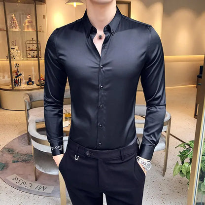 Men's Fashionable Long Sleeve Casual Shirt - Slim Fit