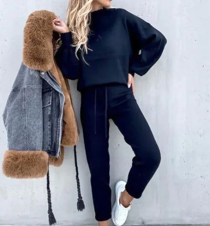 Solid Color Turtleneck Hoodie
