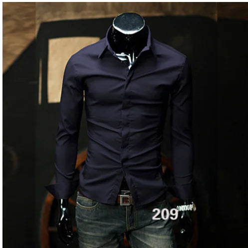 Men's Slim Fit Long Sleeve Dress Shirt (Wholesale)