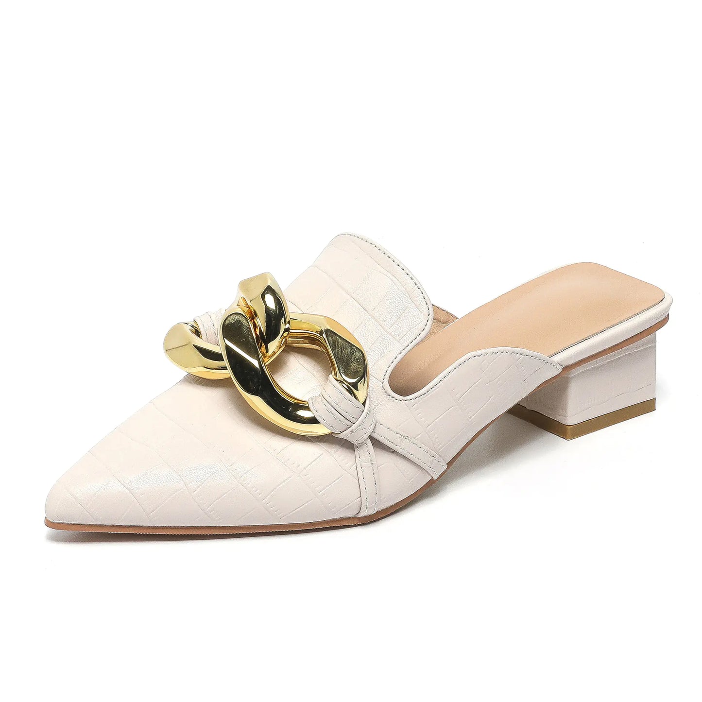 Women's Summer Flat Pointed Shoes with Metal Buckle