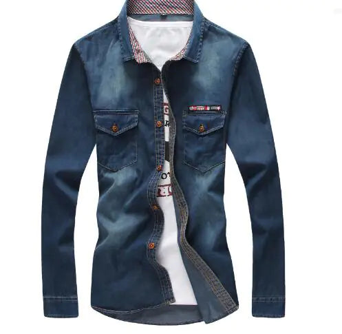 Men's Slim Fit Denim Long Sleeve Shirt JW813
