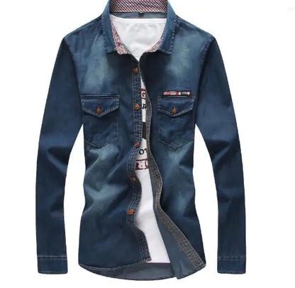 Men's Slim Fit Denim Long Sleeve Shirt JW813