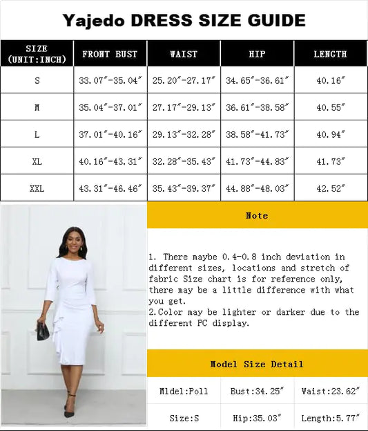 Church Dresses for Women 3/4 Sleeve Bodycon Ruffle Vintage Wear to Work Pencil Midi Dress Medium Apricot
