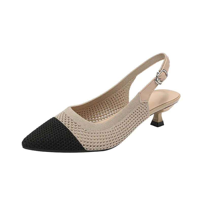 Summer Pointed Toe Hollow Knit Women's Cat Heel Shoes