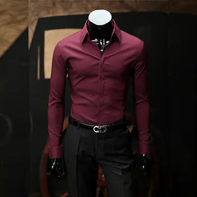 Men's Slim Fit Long Sleeve Dress Shirt (Wholesale)
