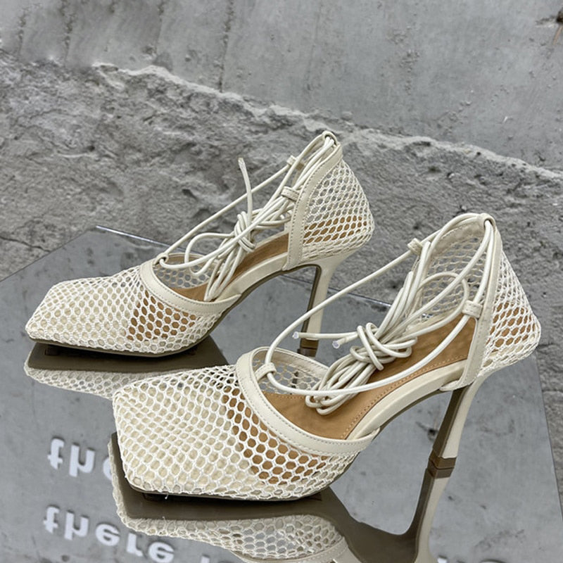 High Heel Lace Up Sandals
