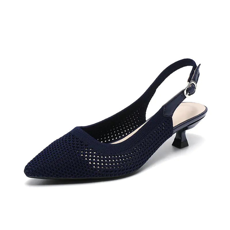 Summer Pointed Toe Hollow Knit Women's Cat Heel Shoes