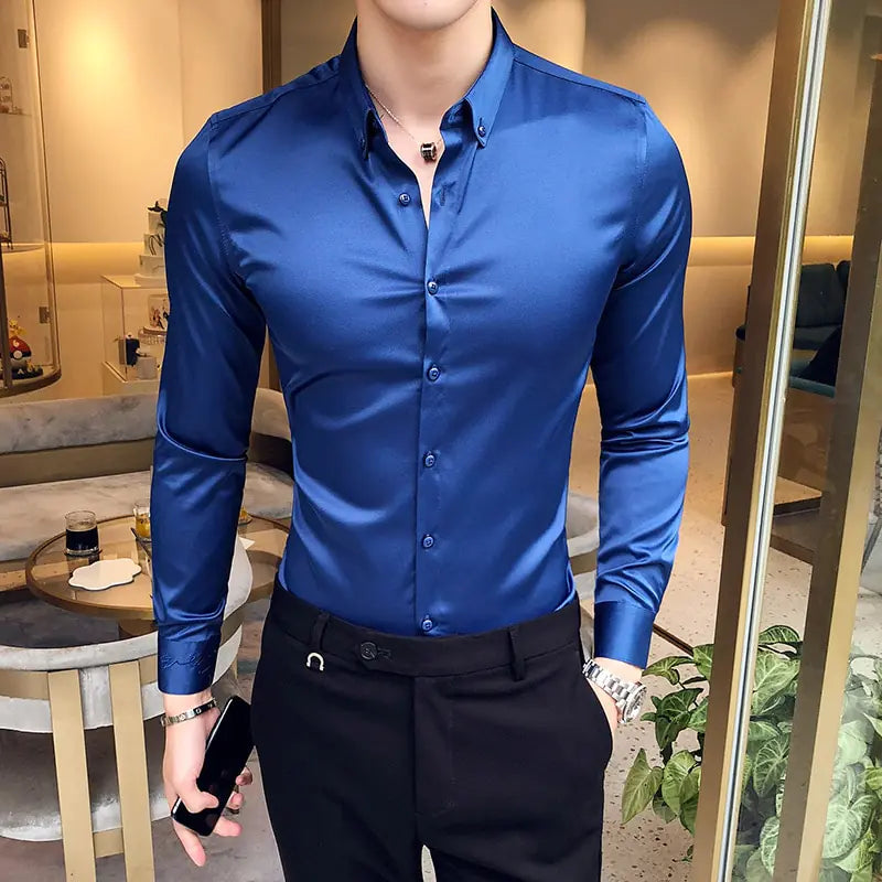 Men's Fashionable Long Sleeve Casual Shirt - Slim Fit