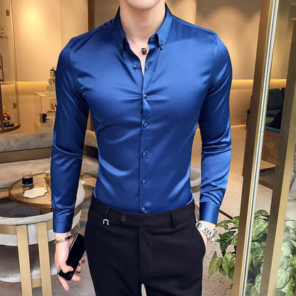 Men's Fashionable Long Sleeve Casual Shirt - Slim Fit