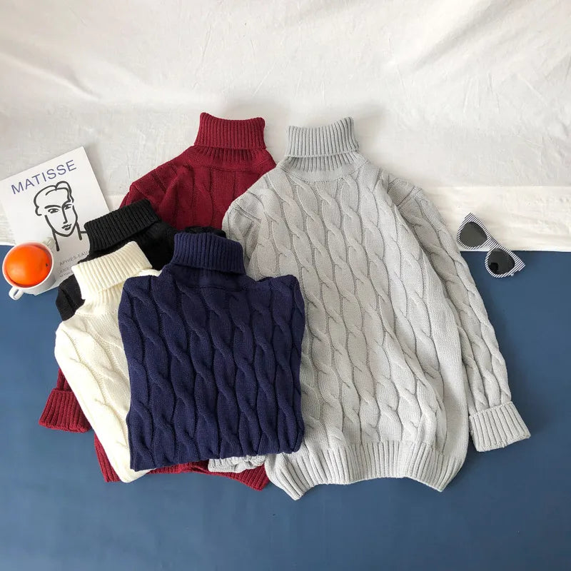 Men's Cozy Loose-Fit Knitted Turtleneck Pullover