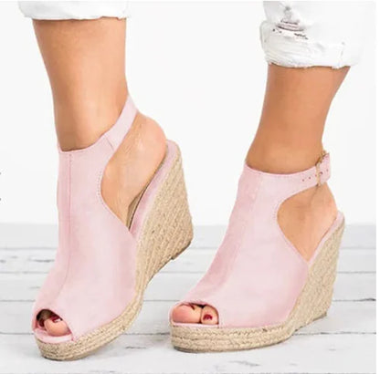 Woven Women's Ankle Strap Wedge Heel Shoes