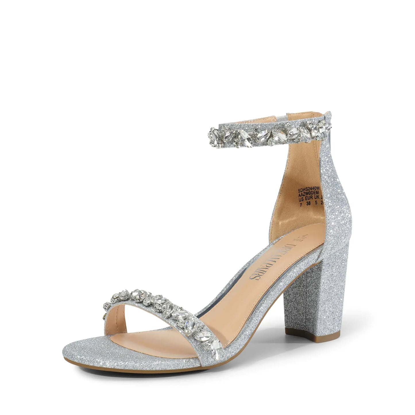 DREAM PAIRS Women's Chunk Low Heel Pump Sandals 9 Gold-glitter