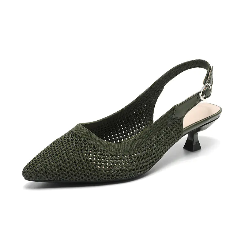 Summer Pointed Toe Hollow Knit Women's Cat Heel Shoes