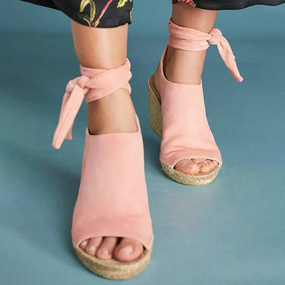 Woven Women's Ankle Strap Wedge Heel Shoes
