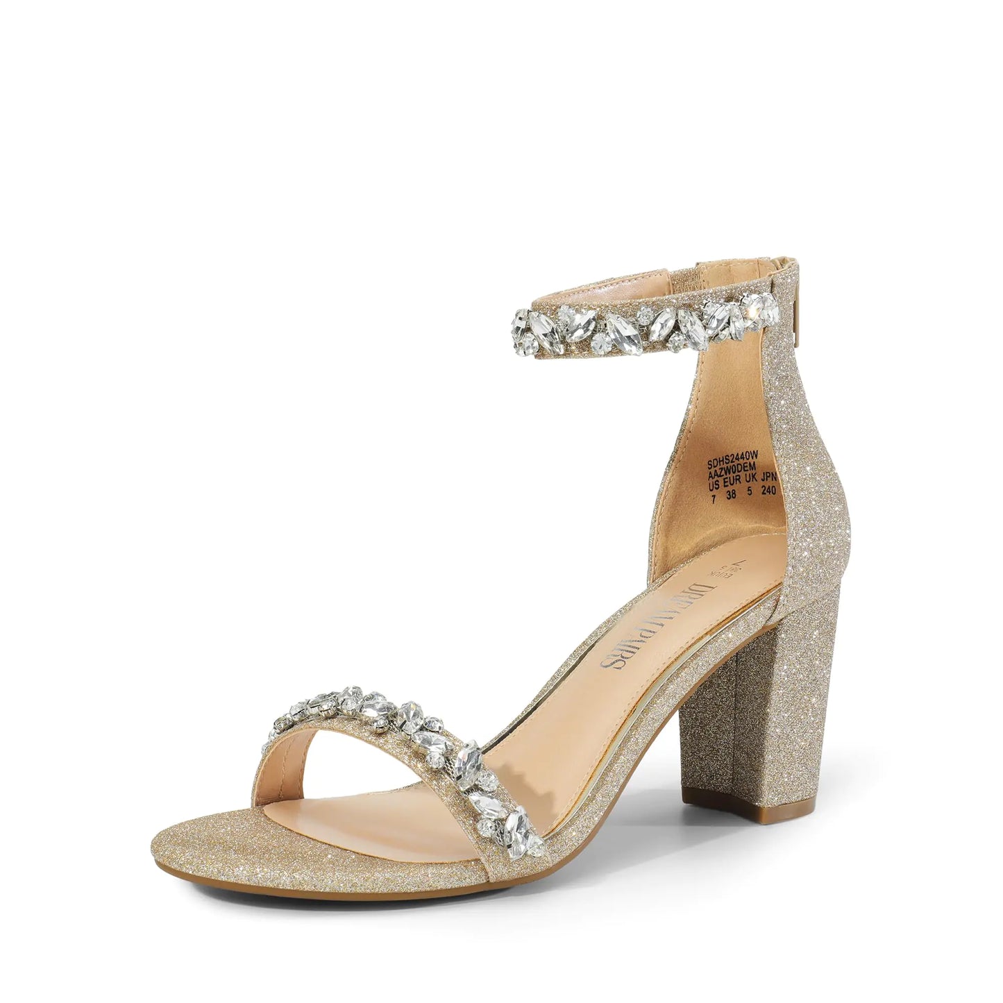 DREAM PAIRS Women's Chunk Low Heel Pump Sandals 9 Gold-glitter