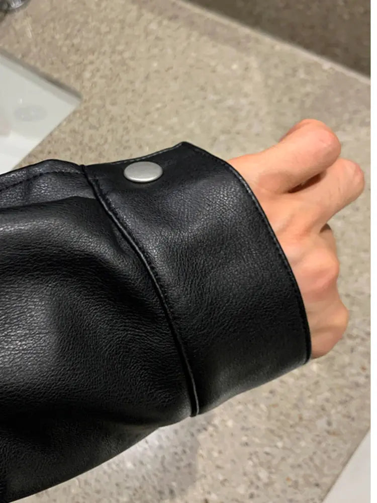 Korean Chic Double Zipper Men's PU Leather Jacket