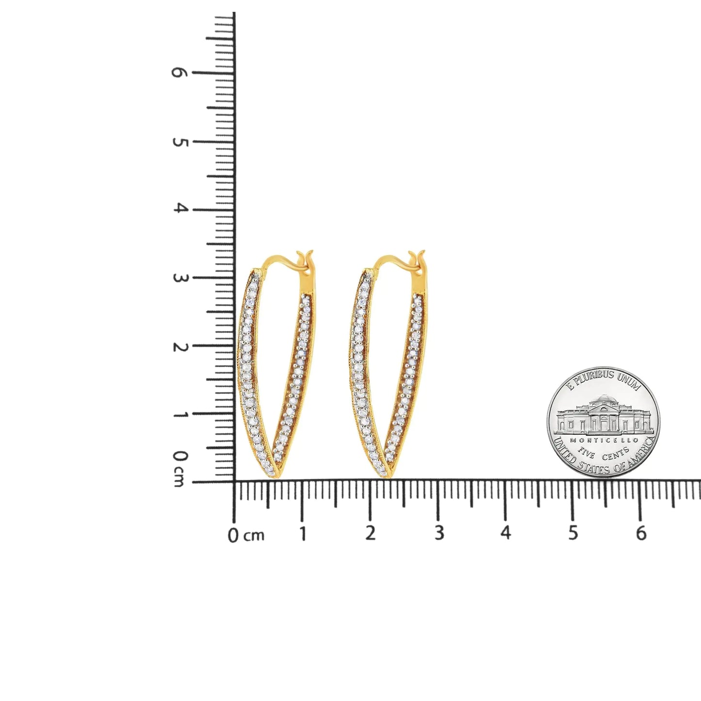10K Yellow Gold 1/2 Cttw Round-Cut Diamond Modern Hoop Earrings (I-J Color, I2-I3 Clarity)