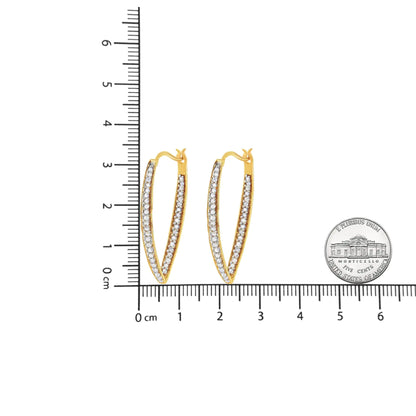10K Yellow Gold 1/2 Cttw Round-Cut Diamond Modern Hoop Earrings (I-J Color, I2-I3 Clarity)