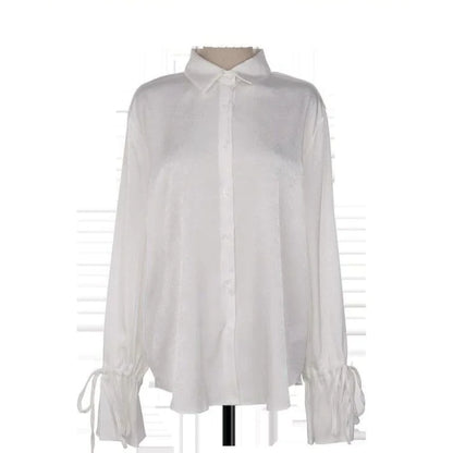 Elegant Solid Chiffon Women's Flare Sleeve Shirt