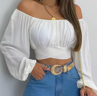 2025 Women's Off Shoulder Printed Blouses