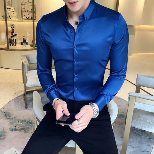 Men's Fashionable Long Sleeve Casual Shirt - Slim Fit