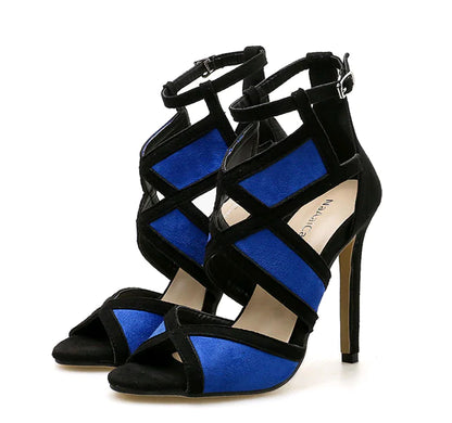 Women's Color-Block Peep-Toe High Heels Sandals